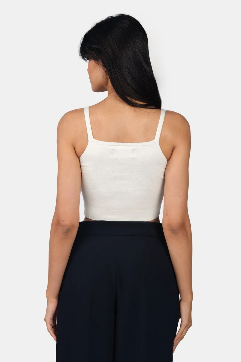 Virgio  Self Design Viscose Lurex Strappy Crop Knit Cami for Women for Women | Best Price UAE