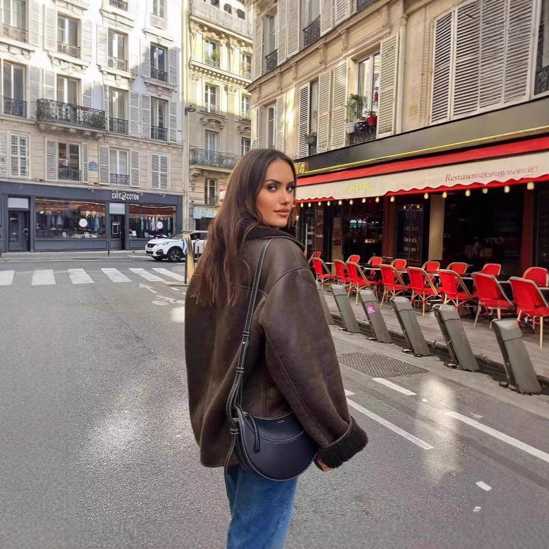 Women's Winter Loose Faux Fur Lined Warm Jacket Coat - Image 2