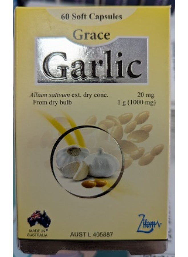 Grace Garlic Extract Capsules 60s | Odor-Controlled Garlic Supplement for Heart Health, Immune Support & Antioxidant Protection