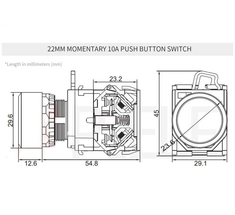 KAMSTEALTH مفتاح دفع زر التحكم المثبت على اللوحة KAMSTEALTH 22 مم NC NO مؤقت زر دفع أخضر - Image 3