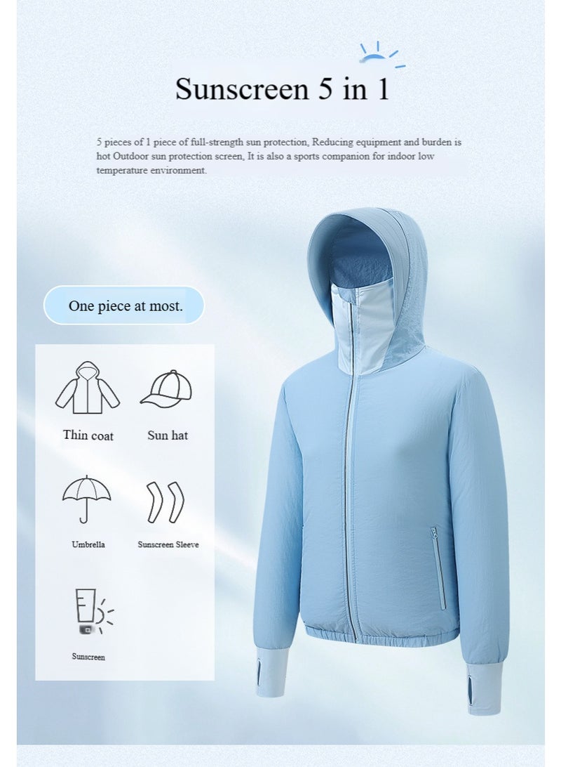 هاهاهاي سترة واقية من الشمس UPF 50 مكيف هواء هوديي ملابس تبريد خفيفة الوزن مع مراوح تبقى باردة في الصيف - Image 4