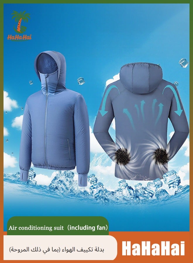 هاهاهاي سترة واقية من الشمس UPF 50 مكيف هواء هوديي ملابس تبريد خفيفة الوزن مع مراوح تبقى باردة في الصيف - Image 1