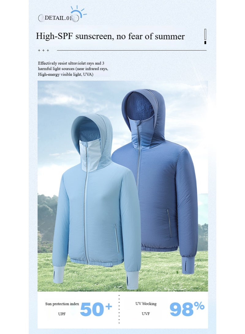 هاهاهاي سترة واقية من الشمس UPF 50 مكيف هواء هوديي ملابس تبريد خفيفة الوزن مع مراوح تبقى باردة في الصيف - Image 5