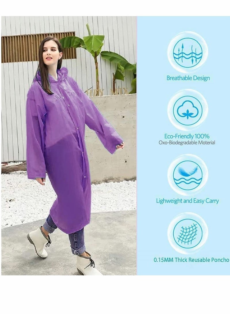 SYOSI Raincoat Rain Ponchos for Adults Women Men   1 Pack Reusable EVA Clear Portable Rain Coats Lightweight Jackets with Hood, Rain Ponchos Adults Packable Poncho Adult Clear Hood - Image 2