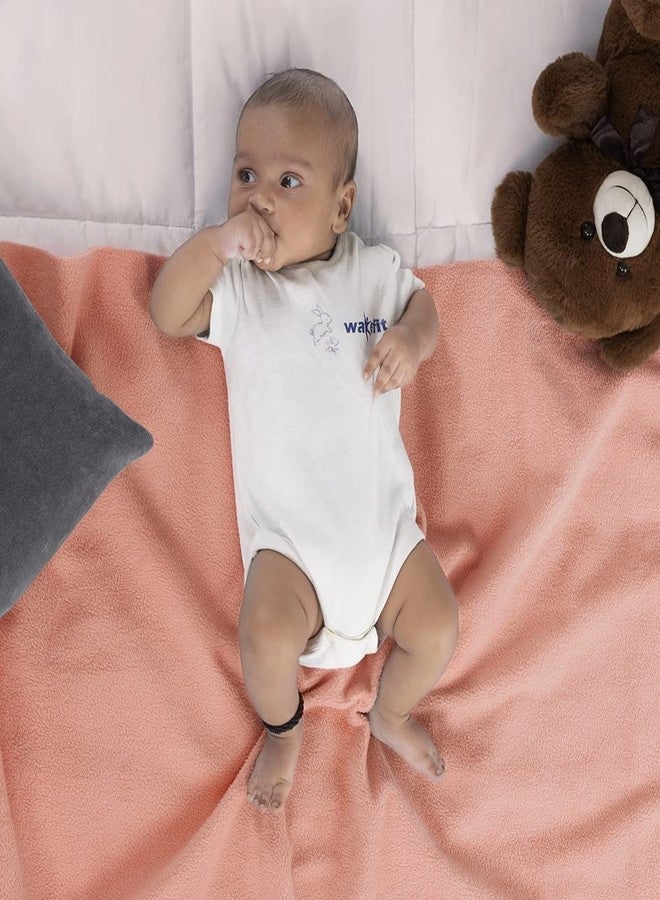 Wakefit Dry Sheet for New Born Baby | Waterproof Sheet for Toddler | Anti-Piling Fleece Extra Absorbent Quick Dry Sheet | Infant Bed Protector | Large (140x100 cms) | Orange - Set of 1 - Image 2
