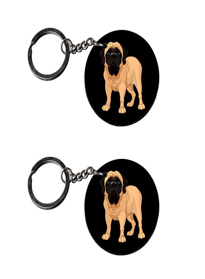 Anuman007 | dog keychain for girls | keychain for toyota car Printed Wooden Keychains | Circle Shape Set of 2 keyrings 2x2 inch - Image 1