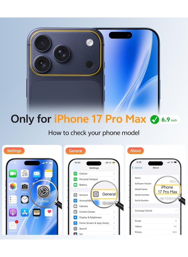 CHEROSIN غطاء 2 في 1 لجهاز iPhone 17 Pro Max متوافق مع Magsafe، غطاء غير لامع شفاف مع واقي شاشة زجاجي مقسى، غطاء هاتف مقاوم للصدمات بمعيار عسكري لجهاز 17 Pro Max بحجم 6.9 بوصة، أزرق - Image 2