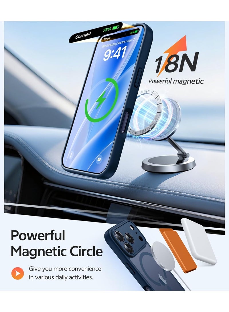 CHEROSIN غطاء 2 في 1 لجهاز iPhone 17 Pro Max متوافق مع Magsafe، غطاء غير لامع شفاف مع واقي شاشة زجاجي مقسى، غطاء هاتف مقاوم للصدمات بمعيار عسكري لجهاز 17 Pro Max بحجم 6.9 بوصة، أزرق - Image 3