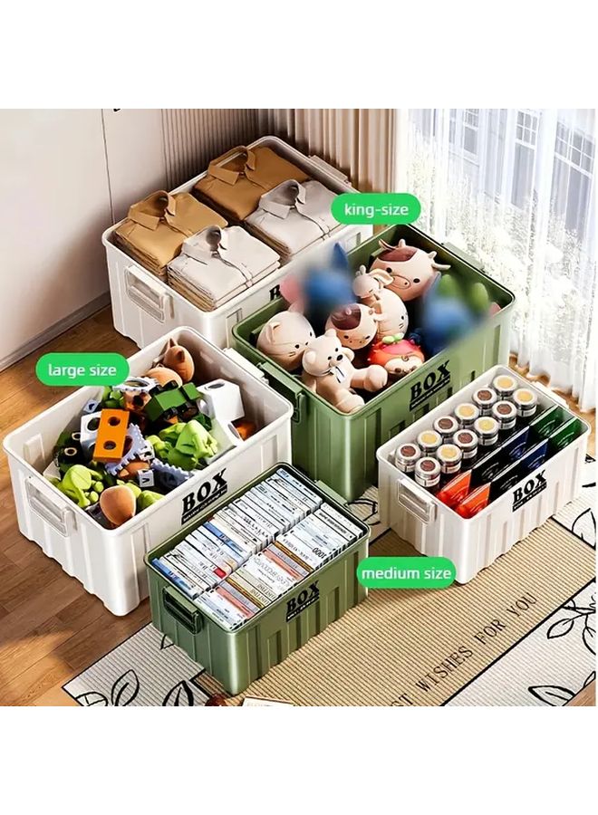 Medium White Storage Box with Lid and Handle for Bedroom Wardrobe Under Bed Organization - Image 4