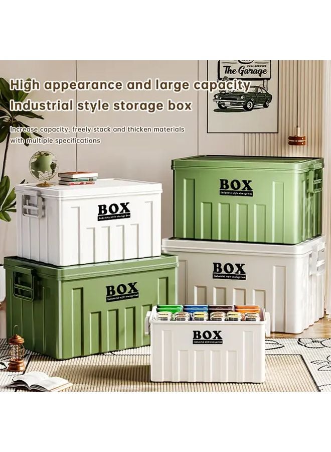 Medium White Storage Box with Lid and Handle for Bedroom Wardrobe Under Bed Organization - Image 1