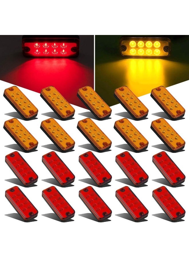 Partsam 20x 4 Side Marker Car Truck Trailer Light Indicators 8-LED Amber/Red - Image 1