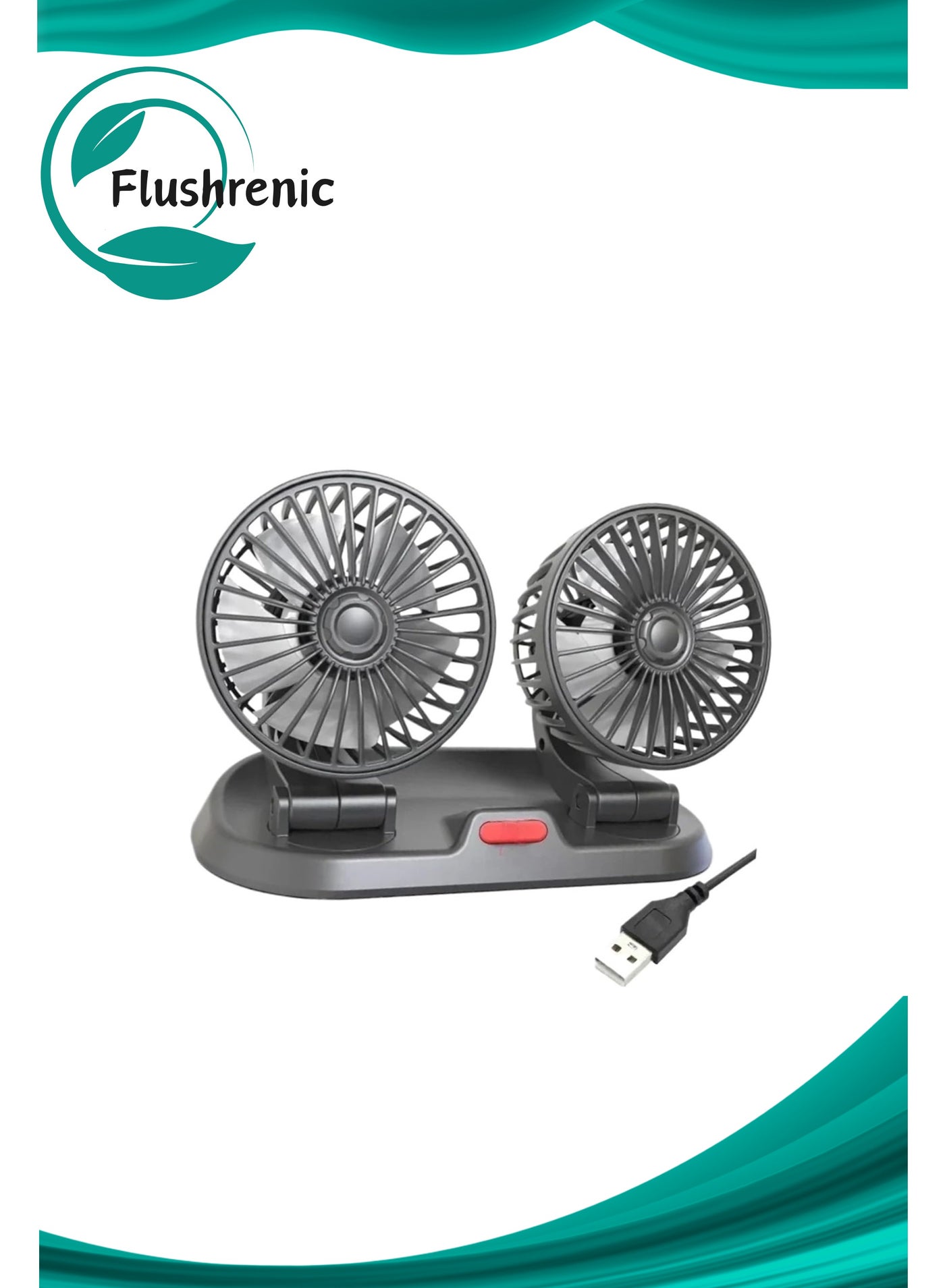 Car Fan,USB/12V/24V Double-Head,Adjustable 360° Car Electric Fan Silent,2-Speed Multi-Functional Temporary Parking Card Car Fan(USB)