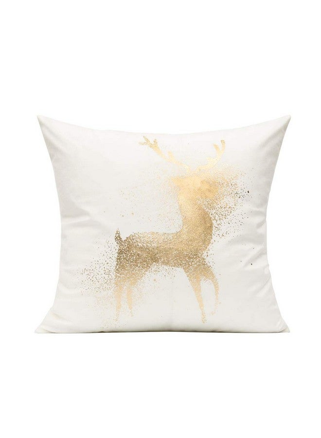 All Smiles All Smiles White Gold Christmas Decorations Throw Pillow Covers 18X18 Set of 4 Winter Xmas Navidad Home Holiday Décor Velvet Cushion Cases for Sofa Tree Snowflake Reindeer  - Image 3