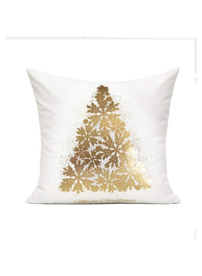 All Smiles All Smiles White Gold Christmas Decorations Throw Pillow Covers 18X18 Set of 4 Winter Xmas Navidad Home Holiday Décor Velvet Cushion Cases for Sofa Tree Snowflake Reindeer  - Image 5