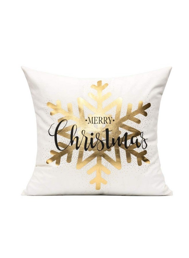 All Smiles All Smiles White Gold Christmas Decorations Throw Pillow Covers 18X18 Set of 4 Winter Xmas Navidad Home Holiday Décor Velvet Cushion Cases for Sofa Tree Snowflake Reindeer  - Image 2