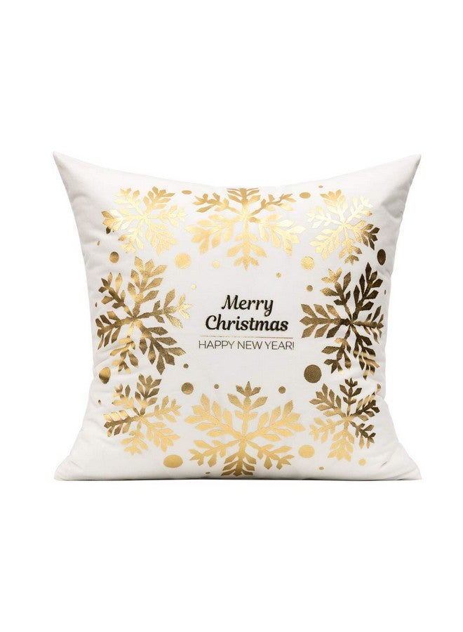 All Smiles All Smiles White Gold Christmas Decorations Throw Pillow Covers 18X18 Set of 4 Winter Xmas Navidad Home Holiday Décor Velvet Cushion Cases for Sofa Tree Snowflake Reindeer  - Image 4