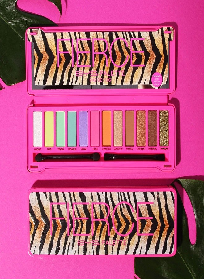 BYS Women's 12-Piece Eye Shadow Palette, Easy Blendable Eye Pigments with Applicator, Fierce - Image 3