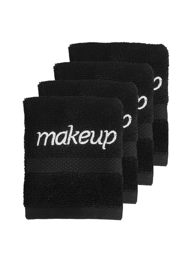 Villa Celestia Black Makeup Towels100% Soft Cotton Reusable Makeup Wipes Luxury Black Makeup Washcloths For Face Pack Of 4 (13X13) - Image 1