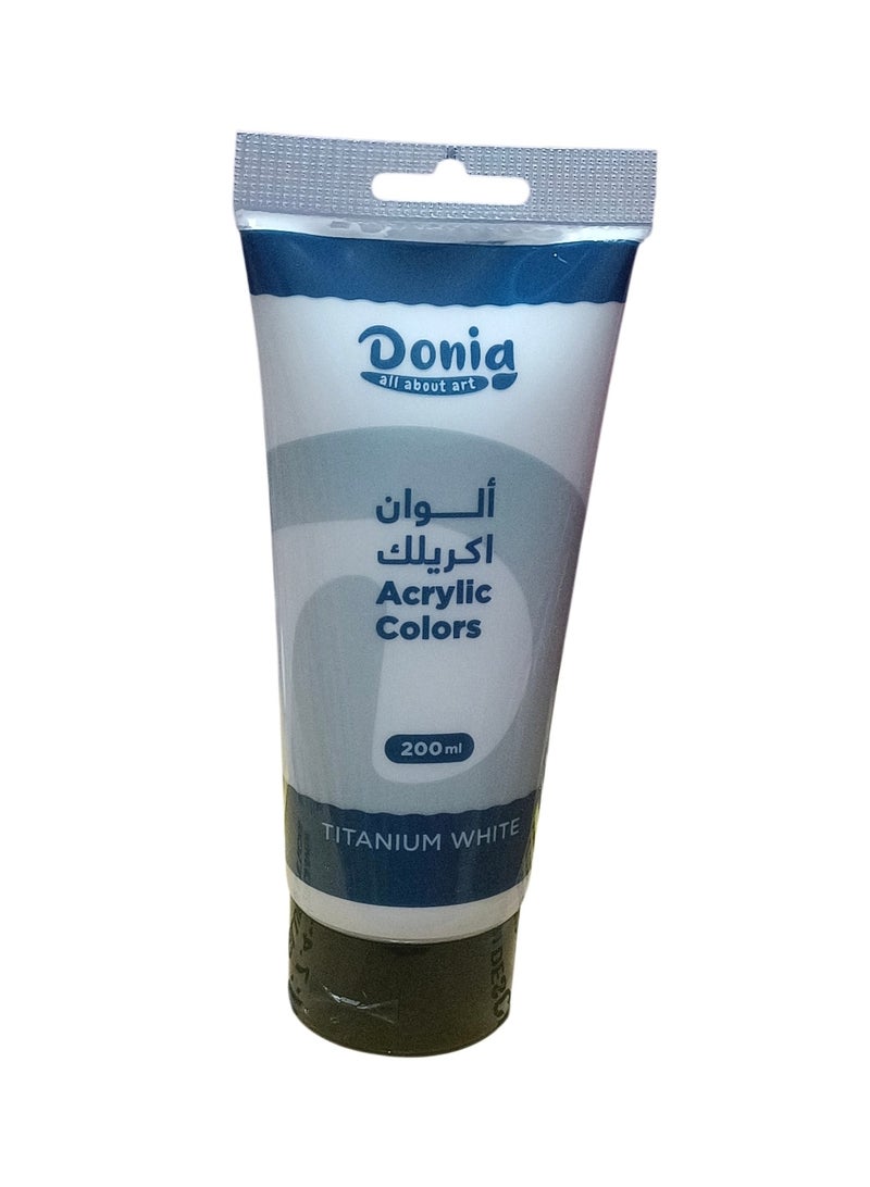 Donia Acrylic Colour Paint White 200ml - Image 2