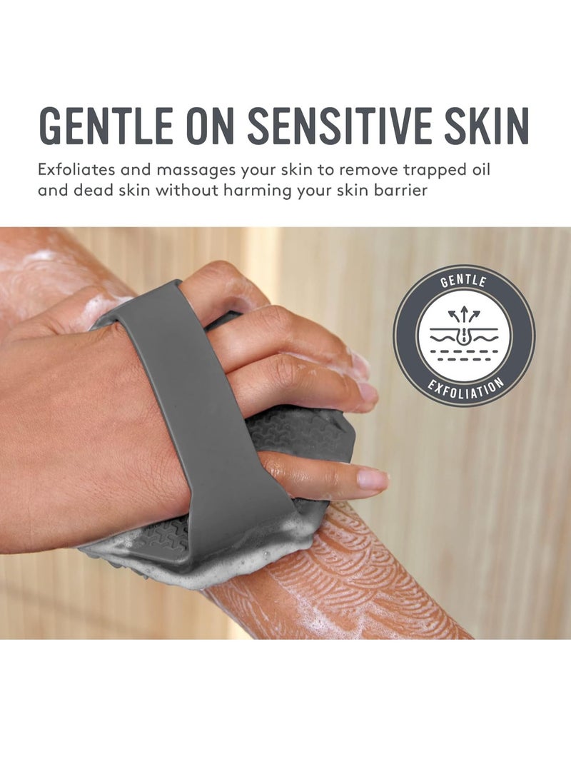 شايدكس فرشاة تقشير الجسم المصنوعة من السيليكون المضاد للبكتيريا من SHAYDX، فرشاة استحمام لطيفة صديقة للبيئة للبشرة الحساسة، مقشر للجسم من السيليكون المغذي والمنظف (رمادي) - Image 3