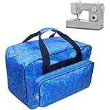TLBTEK TLBTEK Blue Sewing Machine Carrying Case,Universal Canvas Carry Tote Bag with Shoulder Strap,Portable Padded Storage  - Image 1