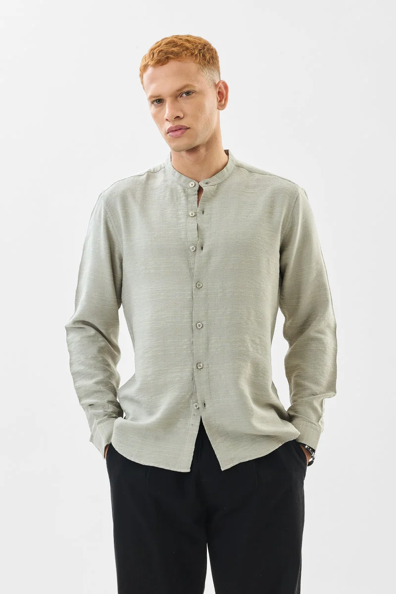 SNITCH Slim Fit Stripes Light Green Shirt