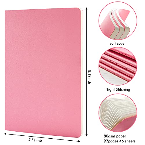 feela 36 Pack Soft Cover Journal Bulk, Lined Blank Travel Journal for Women Men Writing, Notebooks College Ruled for Work, Note Taking Notebook School Business Supplies, 8.2” x 5.5”, A5, Pink - Image 2