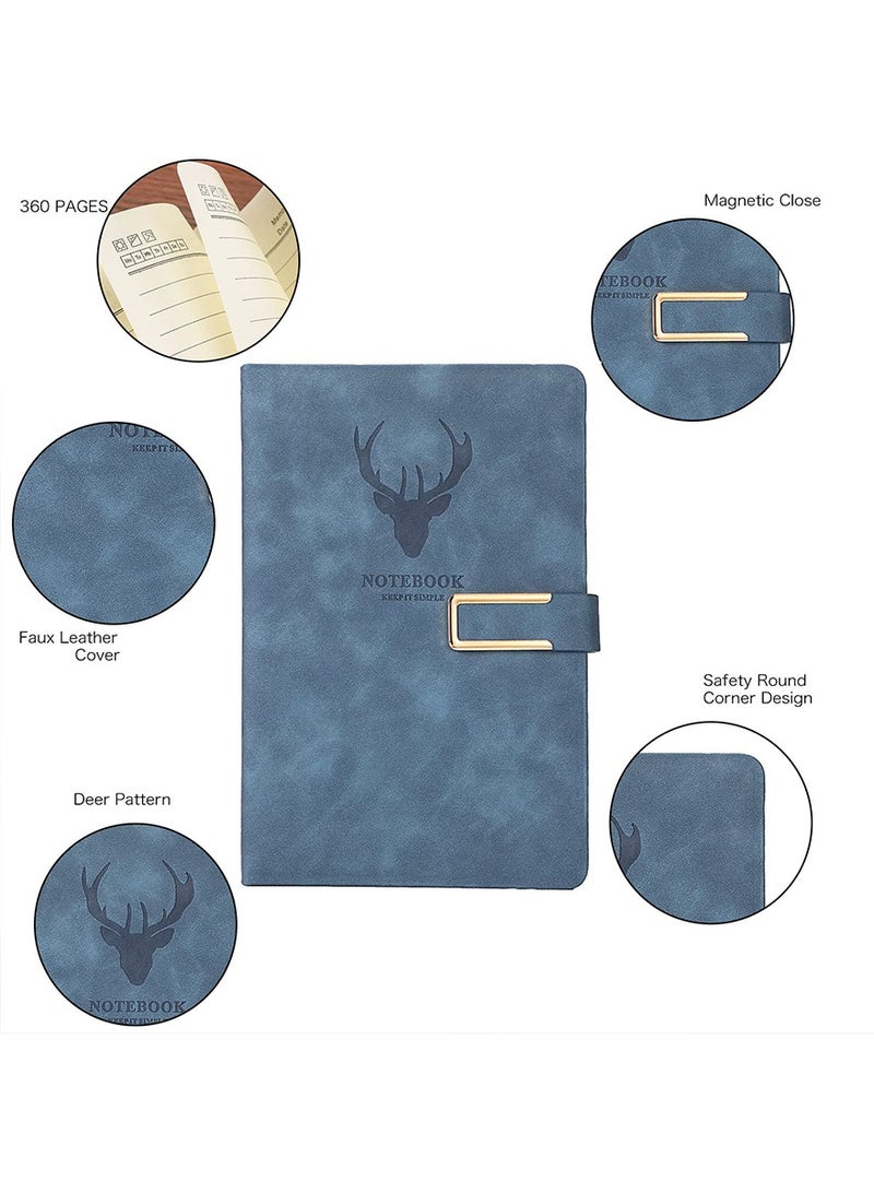 Ruled Journal Notebook, Hardcover Magnetic Clasp Cove, Personal Professional Lined Notebooks, With Pen Loop，360 Pages,Medium 5.6 X 8 Inches, 120 Gsm Thick Paper Gifts （navy Blue） - Image 4