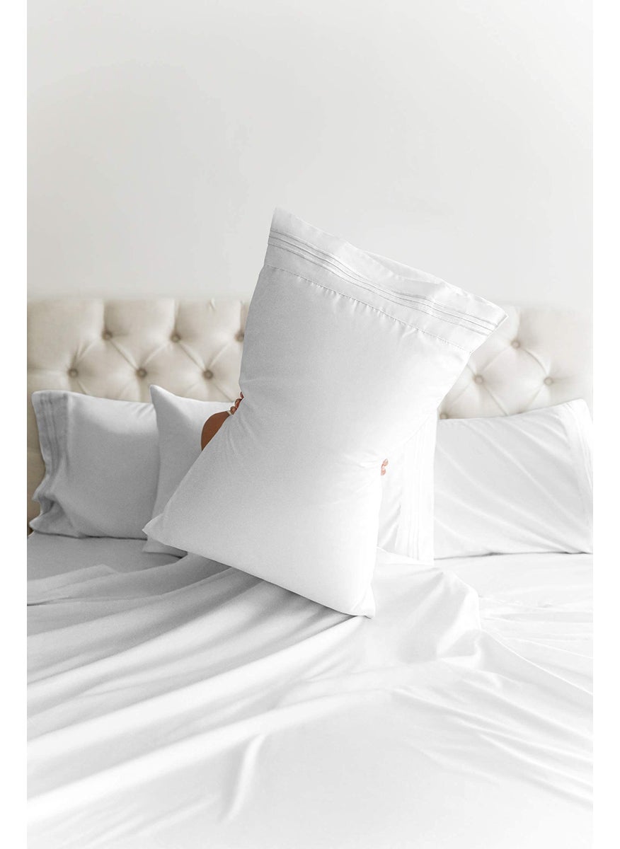 Extra Deep King Sheet Set - 6 Piece Breathable and Cooling Sheets - Hotel Luxury Bed Sheets Set - Easy & Secure Fit - Soft  Wrinkle Free and Comfy Sheets Set - White Sheet Set with Extra Deep Pockets