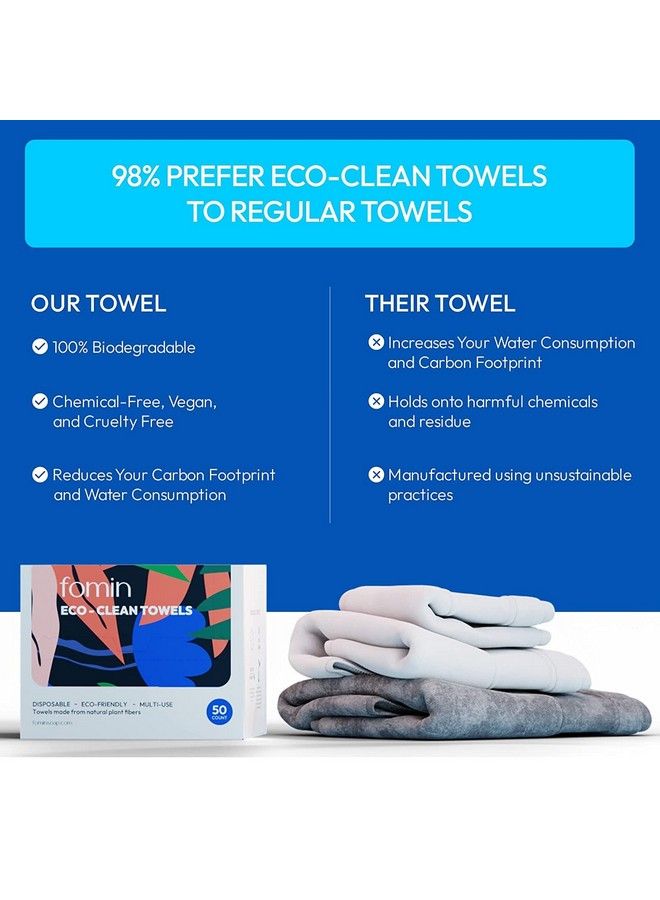 FOMIN Ecoclean Disposable Face Towels 25 Count (1 Pack) 100% Ultrasoft Face Towel For Washing Face & Makeup Removal 1St Certified Vegan & Crueltyfree Face Towel For All Skin Types  - Image 5