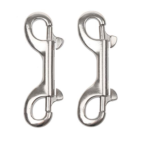 Timsec Double Ended Bolt Snap Hooks, 3-1/2 Inch Marine Grade Double End Scuba Diving Clips, 316 Stainless Steel Trigger Chain Clip, for Water Bucket Pet Feed Bucket Agricultural Equine Dog Leash, 2Packs - Image 1