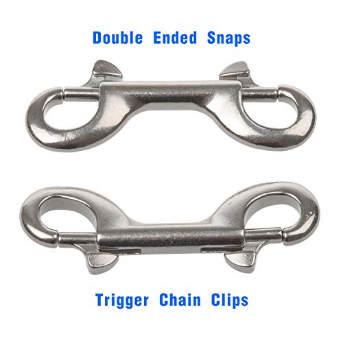 Timsec Double Ended Bolt Snap Hooks, 3-1/2 Inch Marine Grade Double End Scuba Diving Clips, 316 Stainless Steel Trigger Chain Clip, for Water Bucket Pet Feed Bucket Agricultural Equine Dog Leash, 2Packs - Image 2