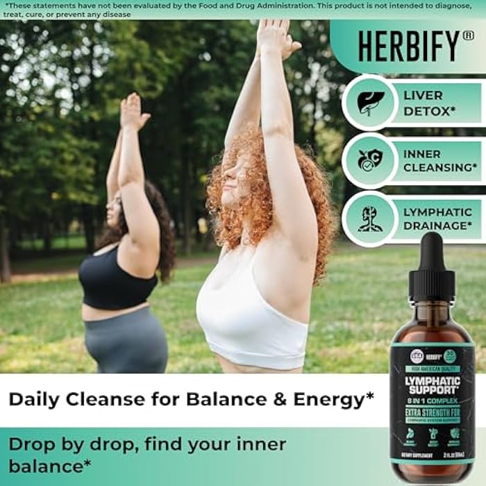 HERBIFY Lymphatic Drainage Drops for Liver Detox & Immune Support - Lymph System Support Drops - Detox Cleanse - 30 Days Supply - 2 Fl Oz Made in USA - Image 4