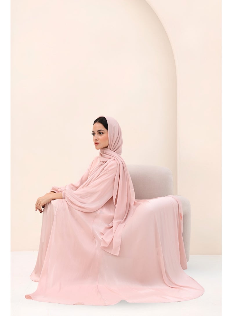 ريوا طقم عباية أورجانزا سوفت روز من 3 قطع - Image 2