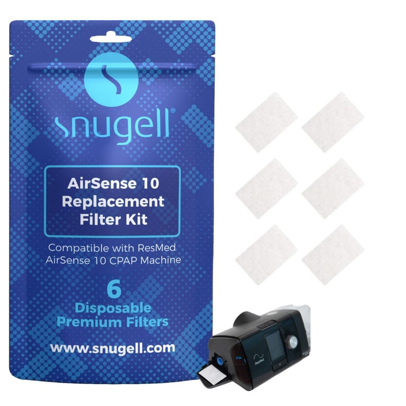 فلاتر CPAP القابلة للتصرف من سنوجيل متوافقة مع ResMed AirSense 10 و AirCurve 10 و S9 Series مثالية للاستخدام في المنزل والسفر سهلة التركيب لتصفية الهواء بشكل ممتاز وتنفس أنظف 6 عبوات
