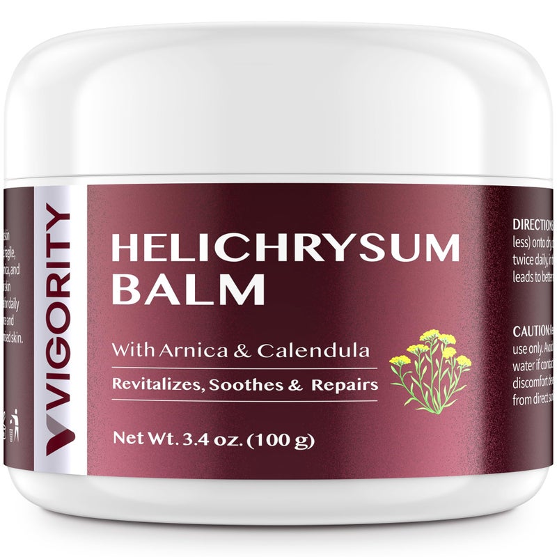 Vigority Helichrysum Balm Soothes & Repairs: Restorative Arnica Cream with Calendula for Bruised, Fragile & Thin Skin â€“ Moisturizes, Revitalizes & Strengthens Skin Barrier for Adult Seniors - 3.4 oz - Image 1