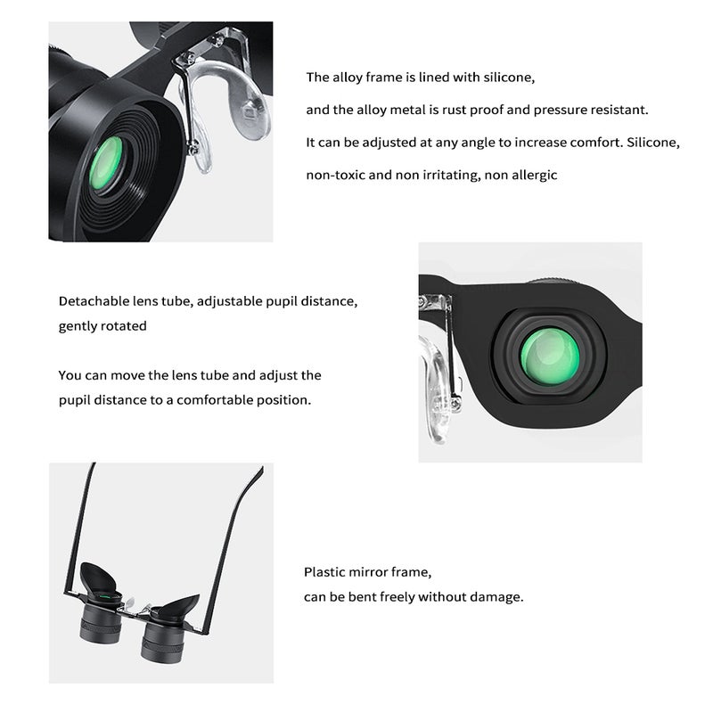 Fishing Binoculars Hands-Free Fishing Binoculars Portable Telescope Focal Length Adjustable for Bird Watching, Sports, Concerts, Theater, and Sightseeing - Image 2