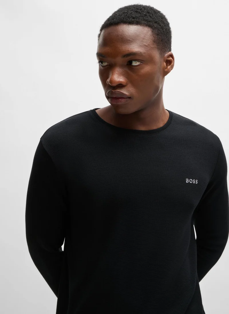 BOSS Cotton-blend pyjama T-shirt with embroidered logo
