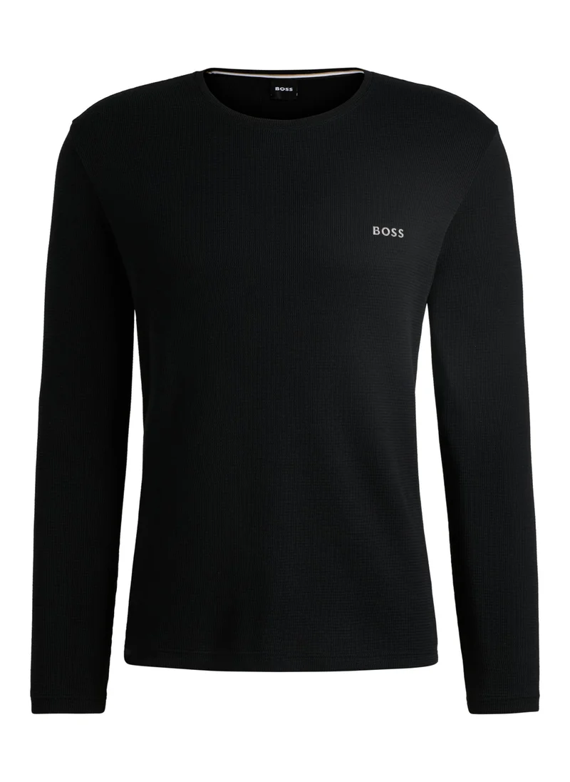 BOSS Cotton-blend pyjama T-shirt with embroidered logo