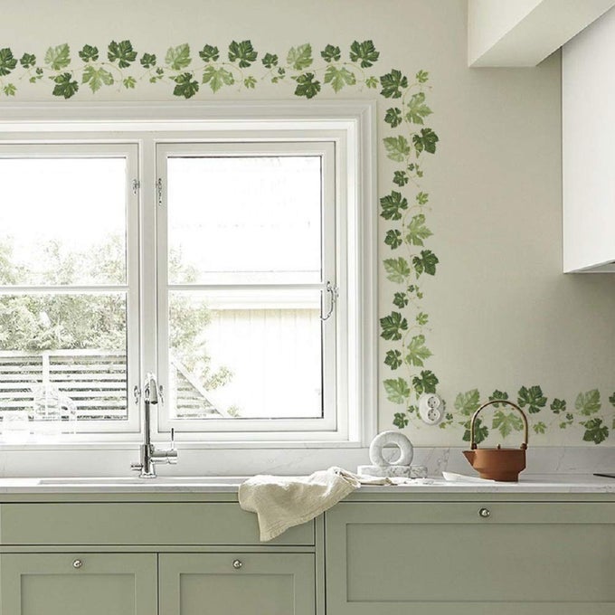 IVY WALL DECALS VINES BORDER PVC WALL STICKERS FOR KITCHEN LIVING ROOM DECORATIONS 4 SHEETS