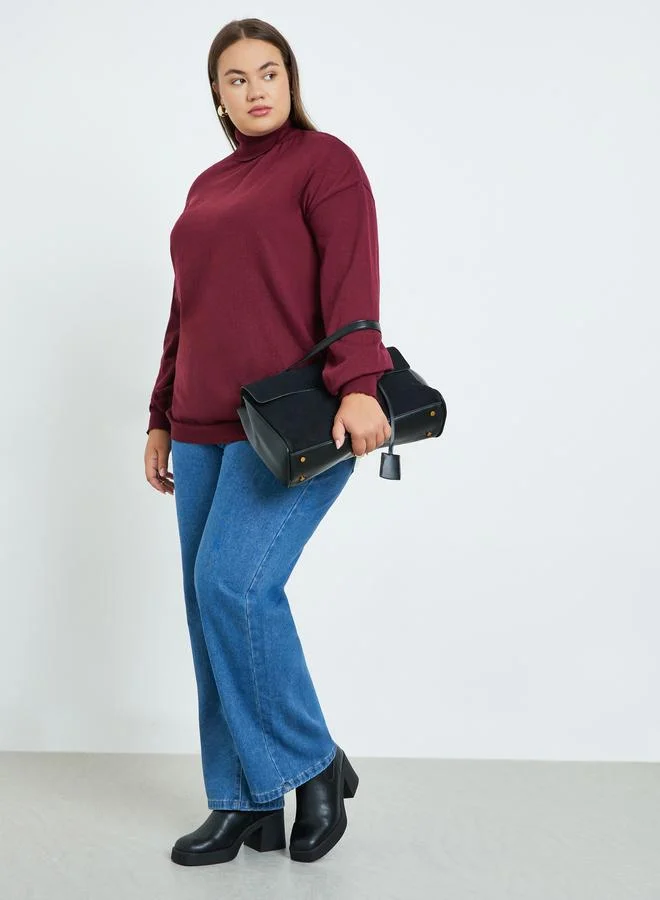 Styli Styli Plus Blue Straight Leg Jeans