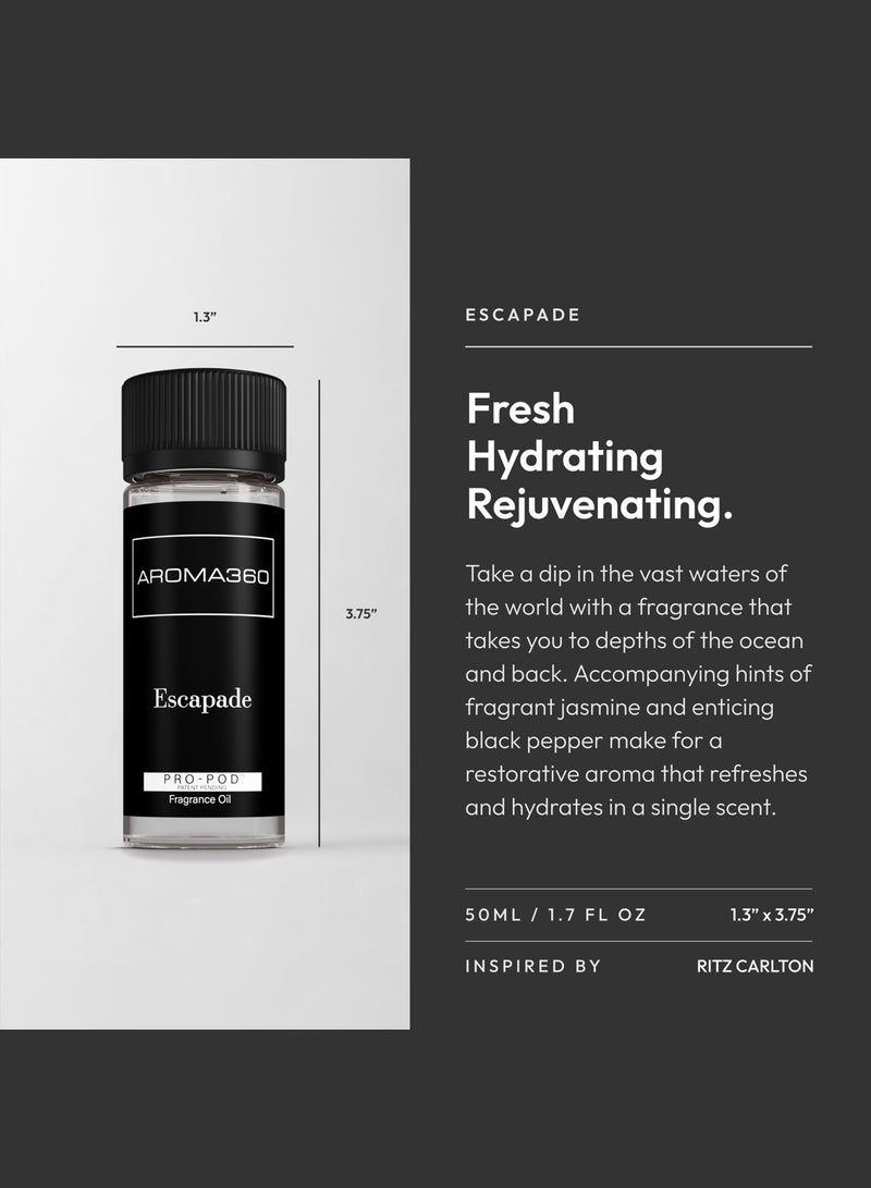 AROMA360 Escapade Pro-Pod Oil Blend - Hotel Inspired for Luxury Essential Oil Diffusers - Aromatherapy Scent Diffuser Oil - Ozone, Jasmine, and Black Pepper  - Image 3