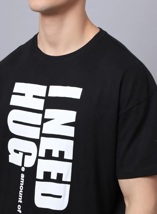 ستايلي Men Black Graphic Print Oversized T-Shirt By Door74