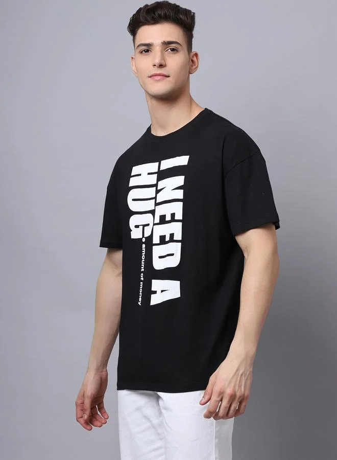 ستايلي Men Black Graphic Print Oversized T-Shirt By Door74