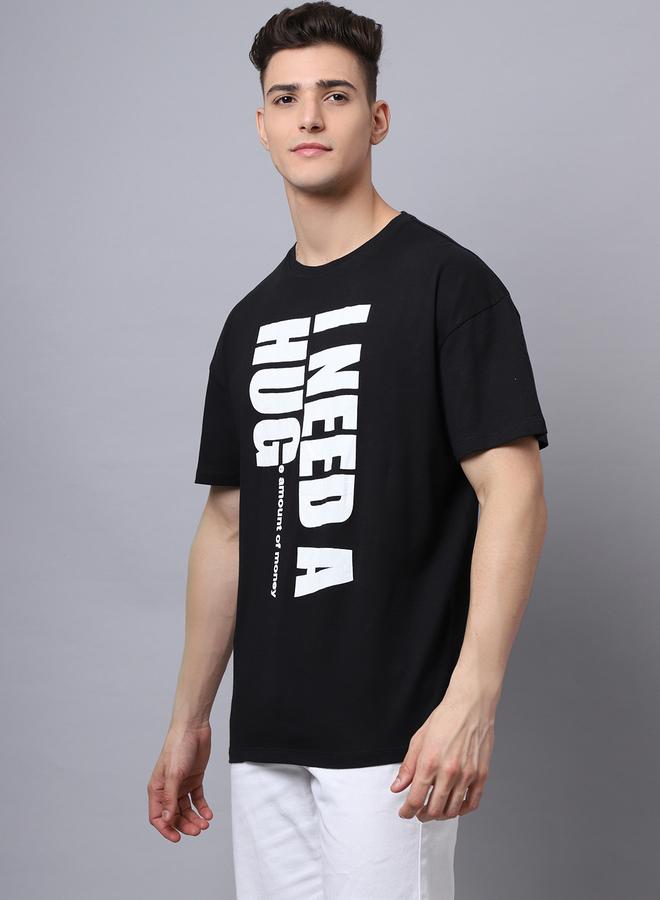 تايك تو تيشيرت رجالي أسود بطبعة جرافيك مقاس كبير من دور - Image 3