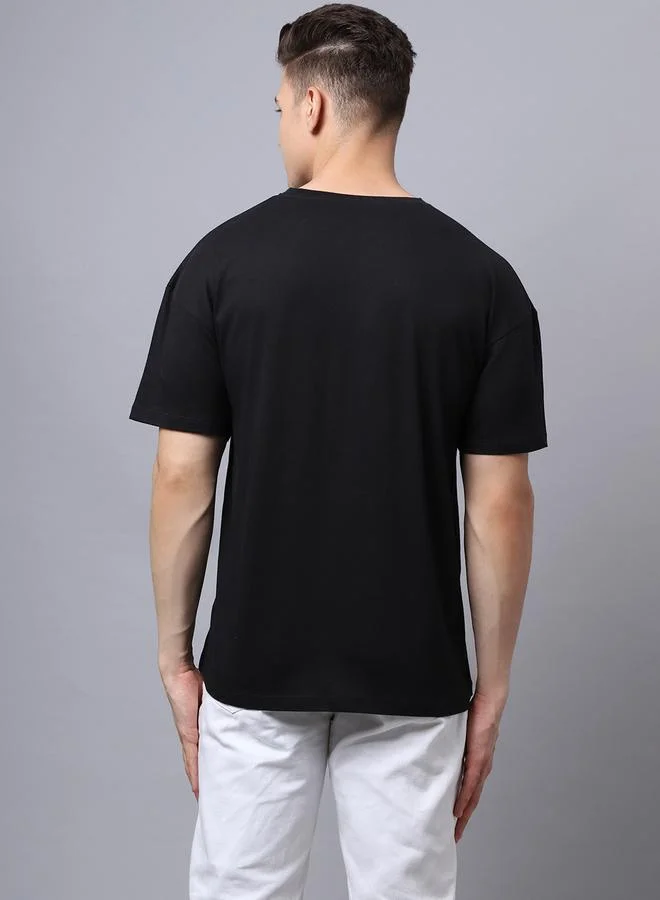 Styli Men Black Graphic Print Oversized T-Shirt By Door74