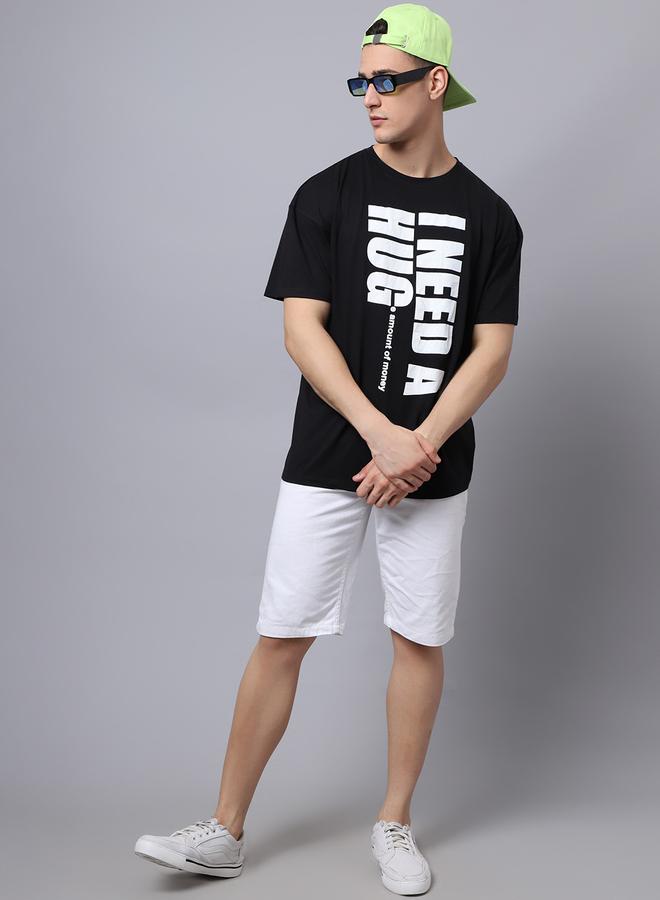 تايك تو تيشيرت رجالي أسود بطبعة جرافيك مقاس كبير من دور - Image 5