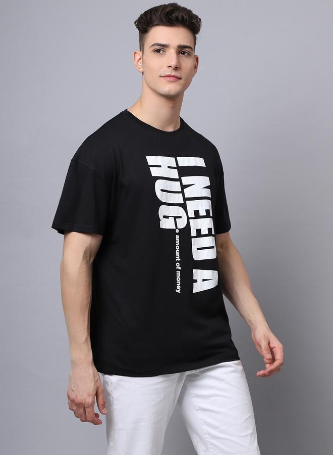 تايك تو تيشيرت رجالي أسود بطبعة جرافيك مقاس كبير من دور - Image 4