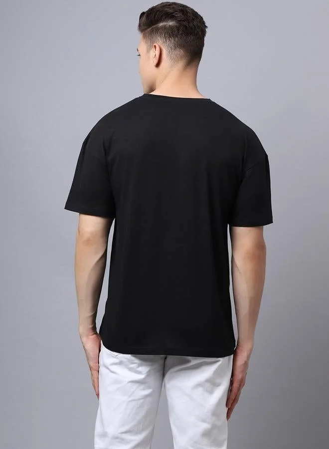 Take Two Men Black Graphic Print Oversized T-Shirt
