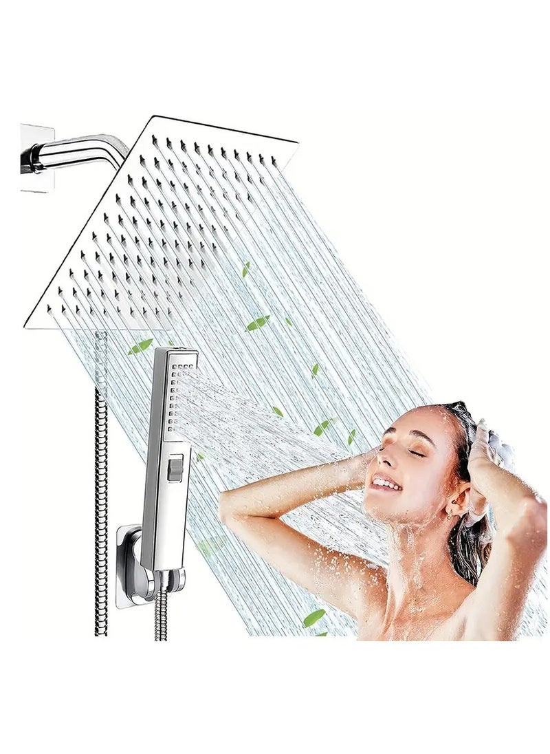Arabest - Transform Your Shower Experience with a 6 High Pressure RainShower Head and Two-in-One Handheld Set, Plus 78 Extra LongHose, 3-Way Diverter, and Adhesive Shower Head Holder! - Image 1